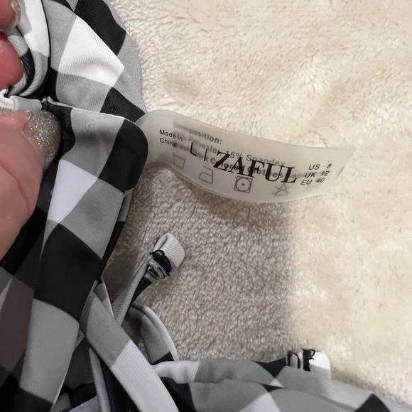 ☀️2/$22☀️ ZAFUL Black and White Checkered High Waisted Bikini - Picture 2 of 4